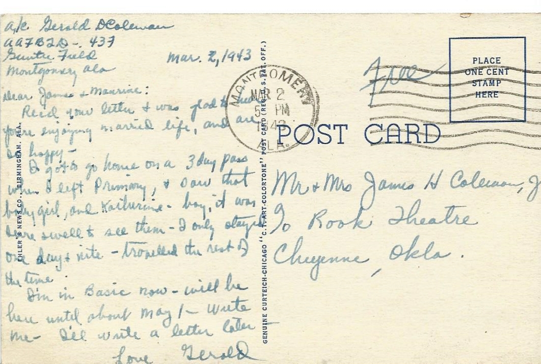 Gerald-March-2-1943-Postcard