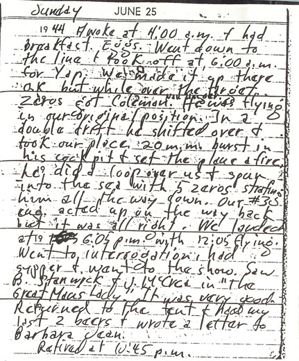 Excerpt from the diary of Len Lystad